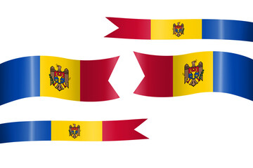 set of flag ribbon with colors of Moldova for independence day celebration decoration