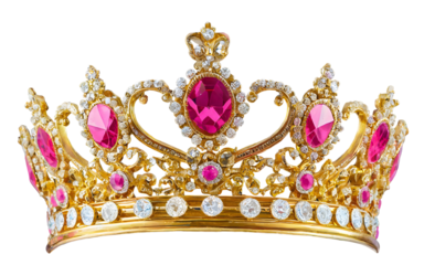 Elegant Gold Crown With Pink and White Stones. Generative AI