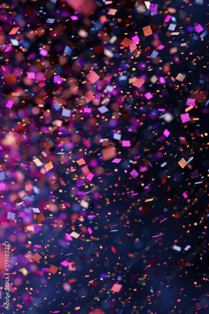 Poster a vibrant image of colorful confetti falling from the sky. perfect for festive occasions