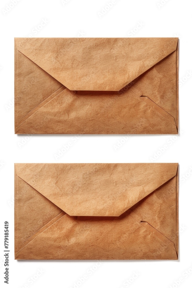 Poster two brown envelopes on a plain white background. suitable for business or communication concepts