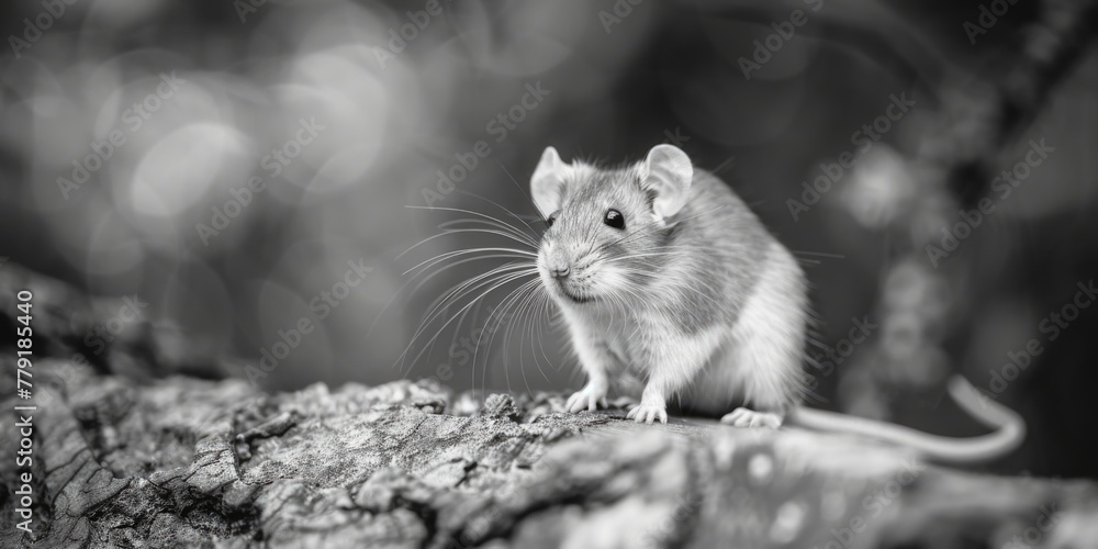 Aufkleber a mouse sitting on top of a tree branch. ideal for nature and wildlife concepts