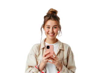 Smiling Young Woman Holding Phone