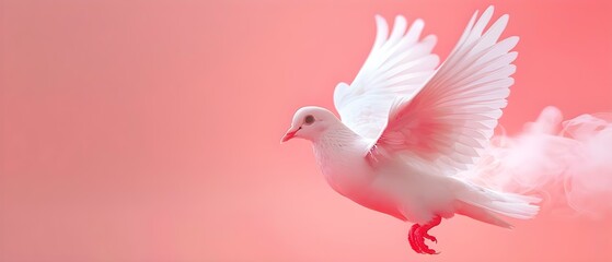 Serenity in Flight: A Dove's Ode to Peace. Concept Peaceful Movement, Harmony with Nature, Symbolic Gestures, Doves in Flight, Tranquil Atmosphere