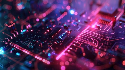 Obraz premium Detailed view of a computer circuit board, suitable for technology concepts