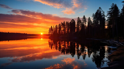 Obraz premium sunset over the river.