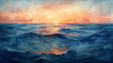 Tranquil Dawn Over the Ocean, generative ai