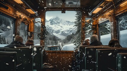 Chilly Railway Expedition Amid Snow./n - obrazy, fototapety, plakaty