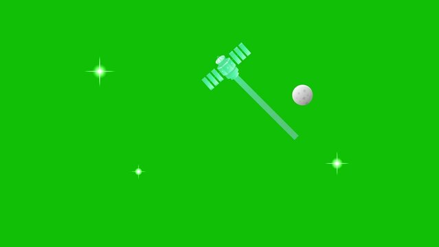 Green Screen Satellite Space Background with Stars
