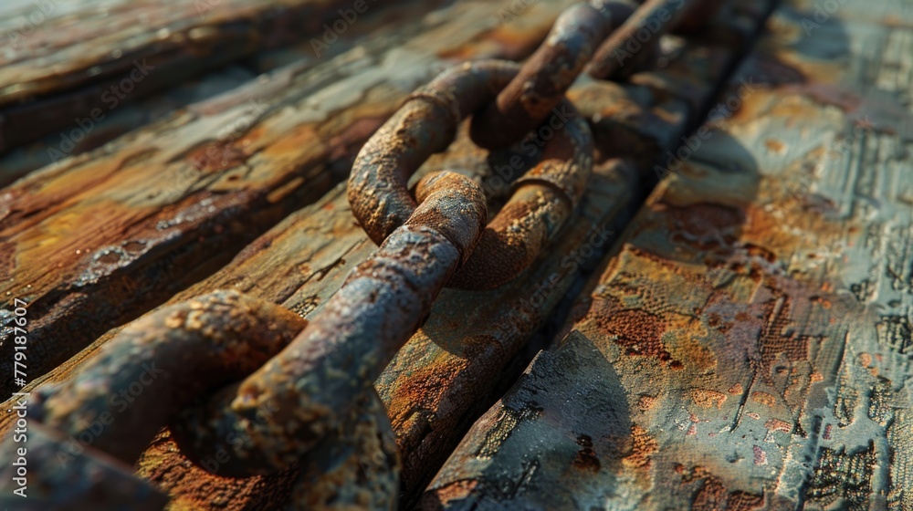 Poster detailed view of rusty chains, suitable for industrial concepts