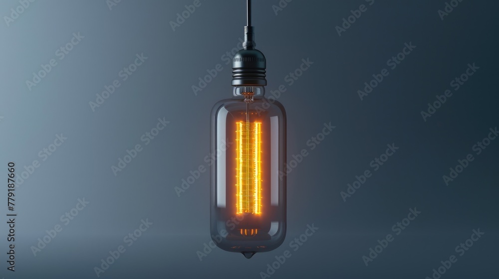 Poster close up shot of a light bulb on a neutral gray background. perfect for technology or innovation con