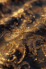 Detailed shot of gold fabric, perfect for luxury and elegance concepts