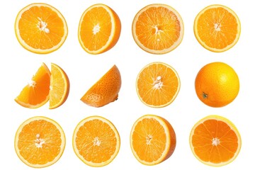Fresh halved oranges on a clean white background. Perfect for food and nutrition concepts