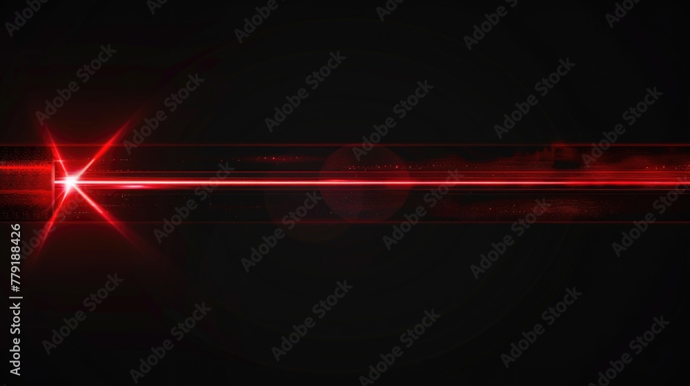 Poster A striking red light shining on a dark black background. Perfect for design projects and abstract concepts