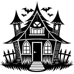 Fototapeta premium Spooky Halloween haunted house vector illustration.