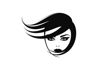 Woman face and hair logo vector illustration