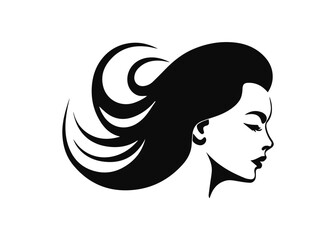 Woman face and hair logo vector illustration