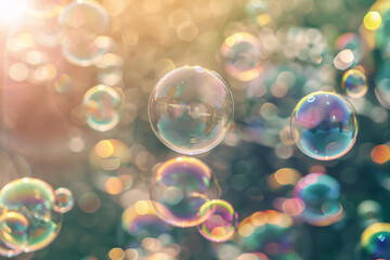 soap bubbles background, backlight scene - obrazy, fototapety, plakaty