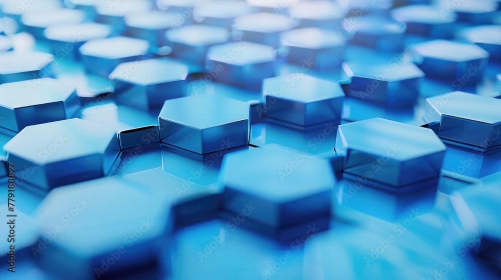 Poster a group of blue cubes arranged on a blue surface. ideal for abstract backgrounds