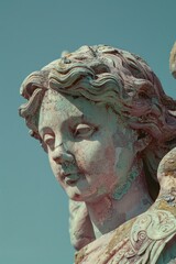 Detailed close up of an angel statue. Suitable for religious or spiritual concepts