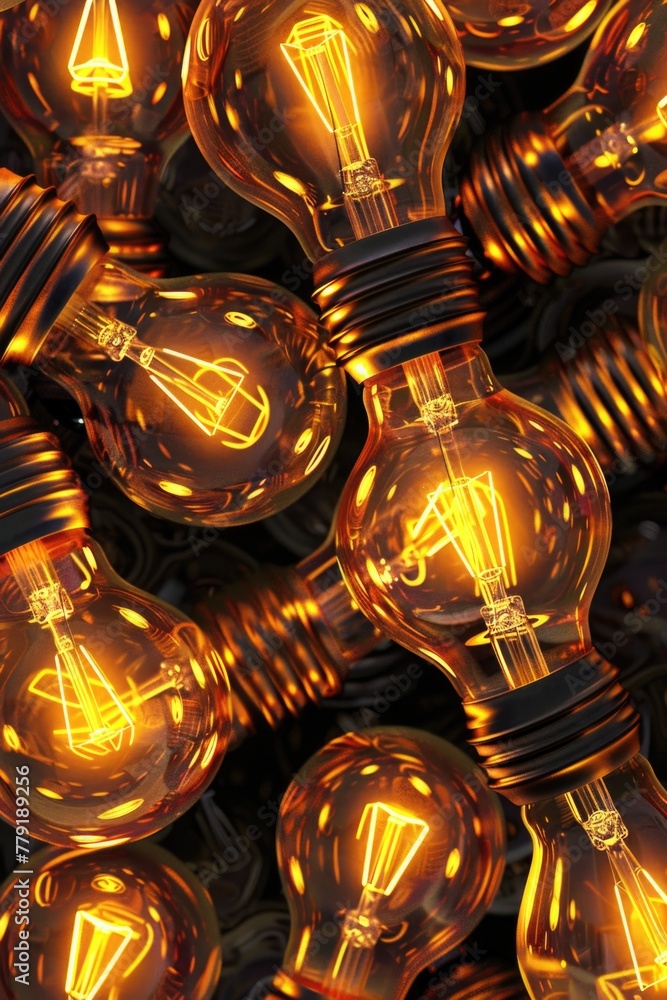 Poster several light bulbs placed together. suitable for various concepts and ideas