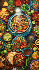 Obraz na płótnie Canvas A Festive Compilation of Authentic Mexican Recipes: From Tortilla Soup to Enchiladas