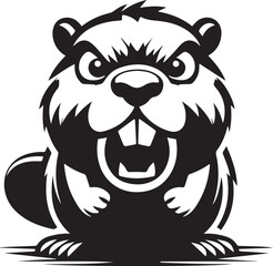 Angry Beaver Silhouette Design 