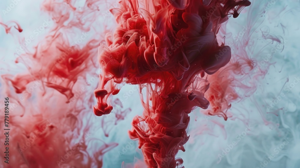 Poster close up of red substance in water, suitable for scientific or abstract concepts