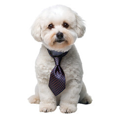 Obraz premium Portrait of humanoid anthropomorphic poodle dog wearing white business suit isolated transparent
