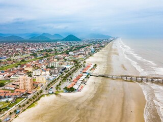 Aerial view of the city of Mongaguá, coast of São Paulo