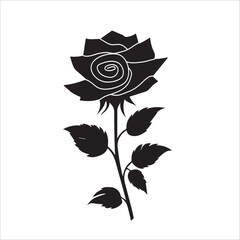 Obraz premium Abstract hand-drawn black rose flower. vector illustration botanical elements design, black and white rose flower botany design.eps 10.