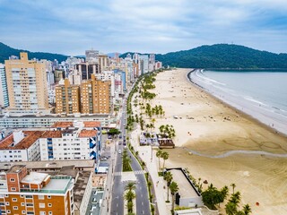Aerial view of the city of Praia Grande, coast of São Paulo - obrazy, fototapety, plakaty
