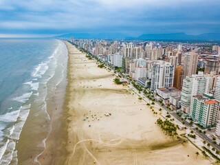 Aerial view of the city of Praia Grande, coast of São Paulo - obrazy, fototapety, plakaty
