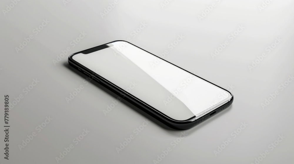 Poster A close up of a cell phone on a table. Suitable for technology concepts