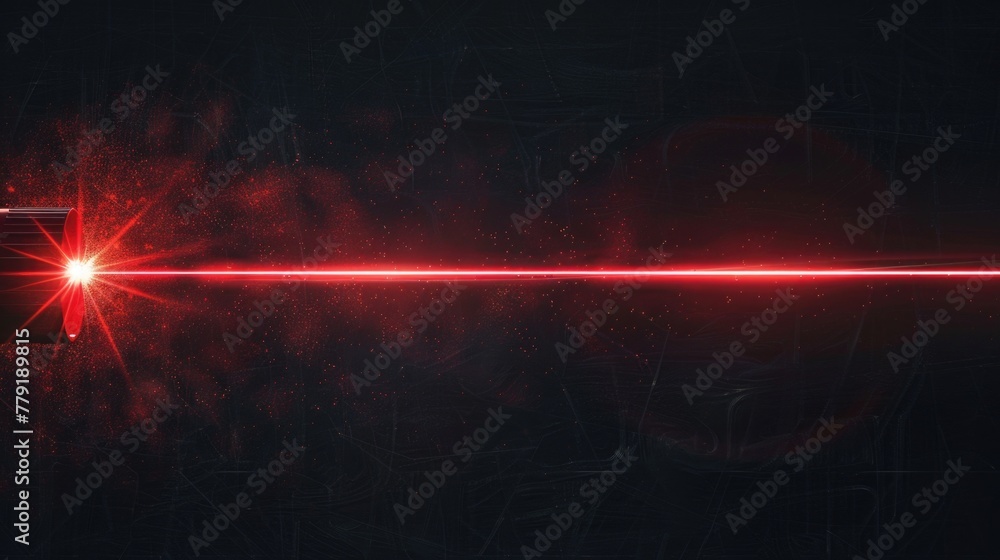 Poster A bright red light shining in the dark. Perfect for adding a pop of color to any project