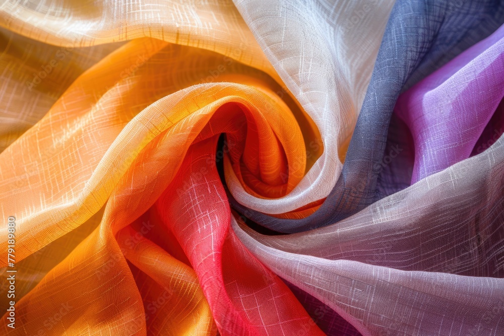 Poster close up of vibrant multicolored fabric, suitable for various design projects