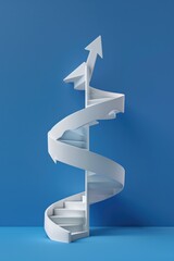 A spiral staircase with an arrow going up. Perfect for illustrating growth and progress