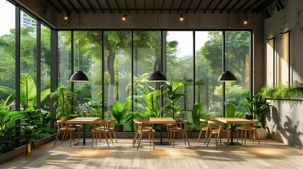 Fototapeta premium Minimalist Coffeehouse Haven, generative ai