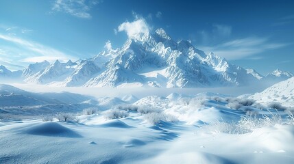 Fototapeta na wymiar Snow-capped Peaks: A Majestic Mountain Range, generative ai