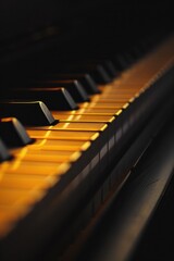 Detailed view of piano keys, perfect for music-related projects