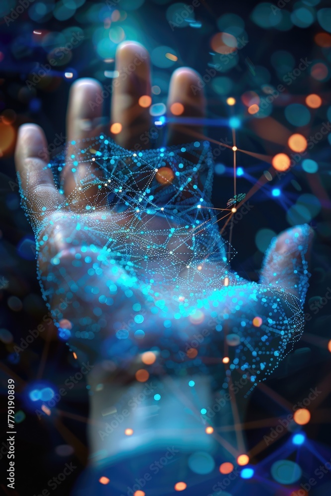 Poster a hand holding a glowing object, versatile for various concepts