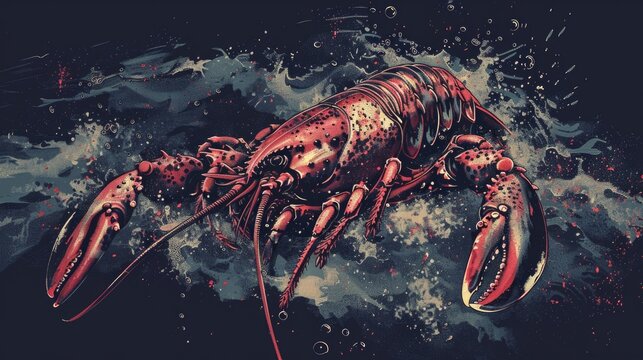 A red lobster covered in colorful paint splats. Perfect for art and creativity concepts