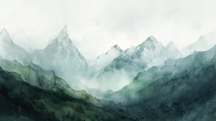 A beautiful watercolor painting of a mountain range. Perfect for nature lovers and home decor - obrazy, fototapety, plakaty