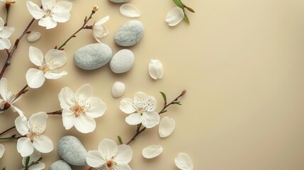 Fototapeta na wymiar Beautiful minimalistic pastel background for spa advertising
