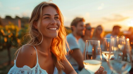 Grapes Galore: Wine Tasting in Golden Hour, generative ai