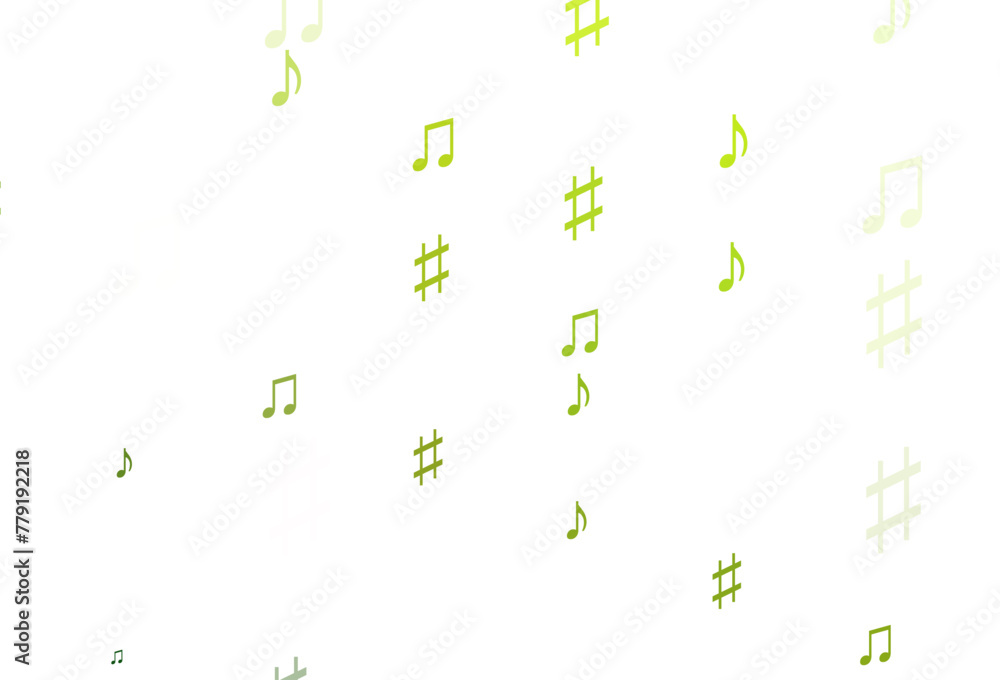 Poster light green vector pattern with music elements.