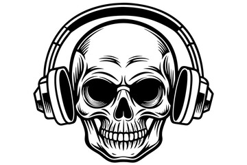 skull-in-headphones  vector illustration