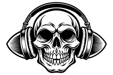 skull-in-headphones  vector illustration