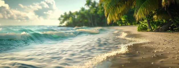 Foto op Plexiglas the beach sand is on the beach of a tropical island © yganko