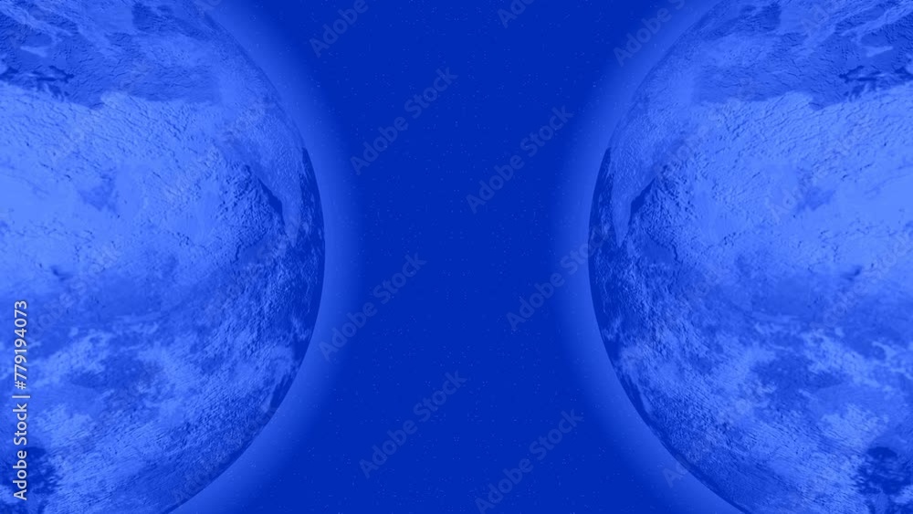 Wall mural background is blue with the planet earth transparent. a view of the globe in space with reflection.