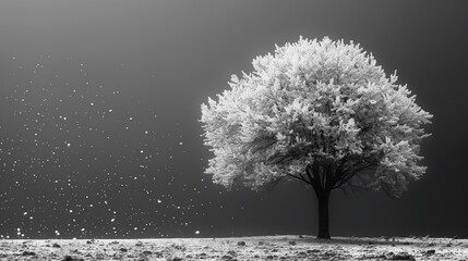 Lone Tree Pollinating in High Contrast, generative ai